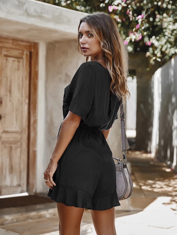 Casual Ruffles Cotton Beach Playsuits Jumpsuit - Image 5