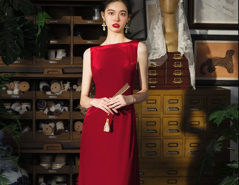Luxury Backless Standard Prom Velvet Sleeveless Floor Length Dress
